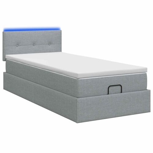 Krevet od pjene s madracem i LED-om Svjetlosiva 100 x 200 cm - Svjetlosiva 100 x 200 cm Prošiveno gumbima Cijena
