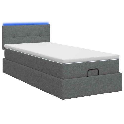 Krevet od pjene s madracem i LED-om Tamnosiva 100 x 200 cm - Tamnosiva 100 x 200 cm Prošiveno gumbima Cijena
