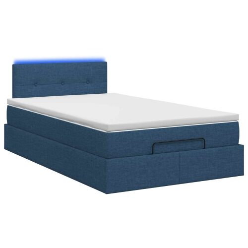 Krevet od pjene s madracem i LED-om Plava 120 x 190 cm Tkanina - Plava 120 x 190 cm Prošiveno gumbima Cijena