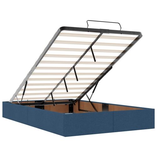 Krevet od pjene s madracem i LED-om Plava 120 x 200 cm Tkanina - Plava 120 x 200 cm Prošiveno gumbima Cijena