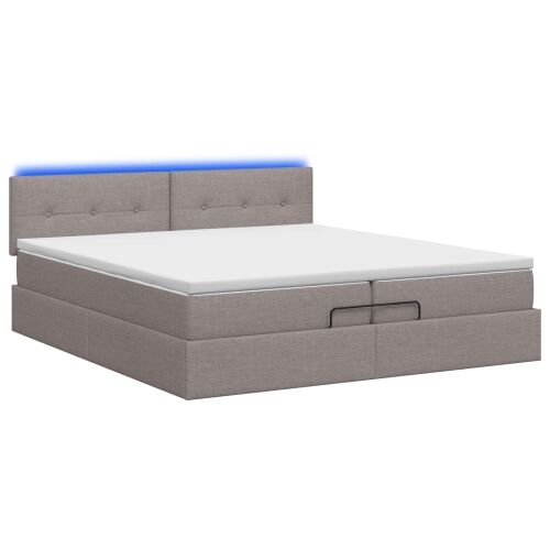 Krevet od pjene s madracem i LED-om Sivosmeđa 200 x 200 cm - Sivosmeđa 200 x 200 cm Prošiveno gumbima Cijena