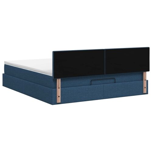 Krevet od pjene s madracem i LED-om Plava 160 x 200 cm Tkanina - Plava 160 x 200 cm Dizajn s rombovima Cijena