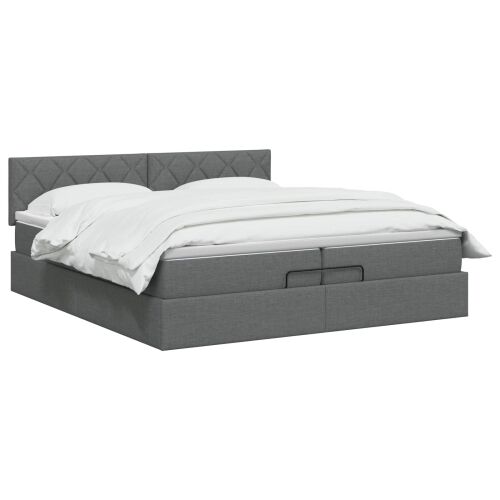Krevet od pjene s madracem i LED-om Tamnosiva 200 x 200 cm - Tamnosiva 200 x 200 cm Dizajn s rombovima Cijena
