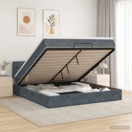 Krevet od pjene s madracem i LED-om Tamnosiva 180 x 200 cm - Tamnosiva 180 x 200 cm Kristal s dugmadima Cijena