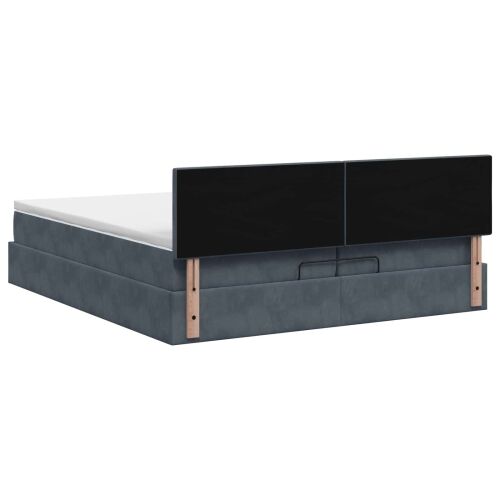 Krevet od pjene s madracem i LED-om Tamnosiva 200 x 200 cm - Tamnosiva 200 x 200 cm Kristal s dugmadima Cijena