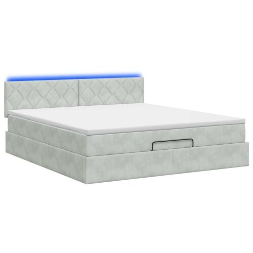 Krevet od pjene s madracem i LED-om Svjetlosiva 160 x 200 cm - Svjetlosiva 160 x 200 cm Dizajn s rombovima Cijena