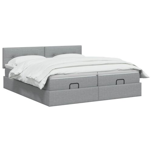 Krevet od pjene s madracem i LED-om Svjetlosiva 200 x 200 cm - Svjetlosiva 200 x 200 cm Prošiveno gumbima Cijena