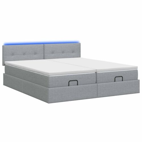 Krevet od pjene s madracem i LED-om Svjetlosiva 200 x 200 cm - Svjetlosiva 200 x 200 cm Prošiveno gumbima Cijena