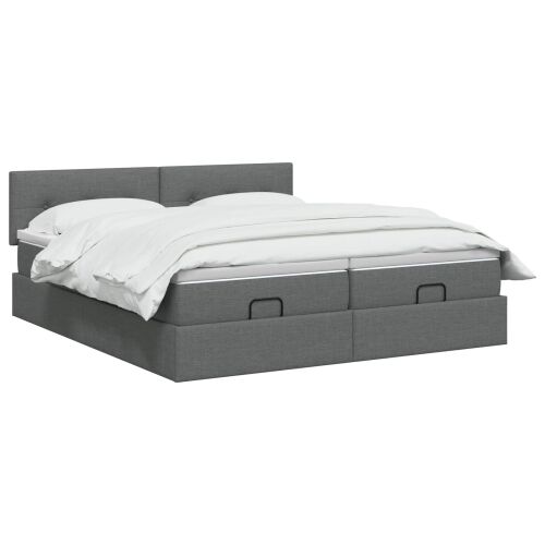 Krevet od pjene s madracem i LED-om Tamnosiva 200 x 200 cm - Tamnosiva 200 x 200 cm Prošiveno gumbima Cijena