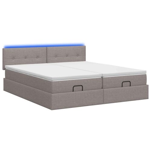 Krevet od pjene s madracem i LED-om Sivosmeđa 200 x 200 cm - Sivosmeđa 200 x 200 cm Prošiveno gumbima Cijena