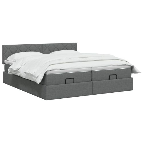 Krevet od pjene s madracem i LED-om Tamnosiva 200 x 200 cm - Tamnosiva 200 x 200 cm Dizajn s rombovima Cijena
