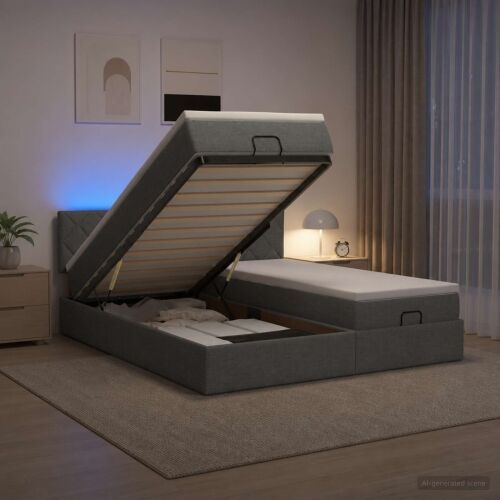 Krevet od pjene s madracem i LED-om Tamnosiva 200 x 200 cm - Tamnosiva 200 x 200 cm Dizajn s rombovima Cijena
