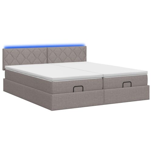 Krevet od pjene s madracem i LED-om Sivosmeđa 200 x 200 cm - Sivosmeđa 200 x 200 cm Dizajn s rombovima Cijena