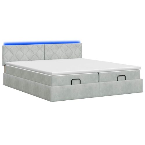 Krevet od pjene s madracem i LED-om Svjetlosiva 160 x 200 cm - Svjetlosiva 160 x 200 cm Dizajn s rombovima Cijena