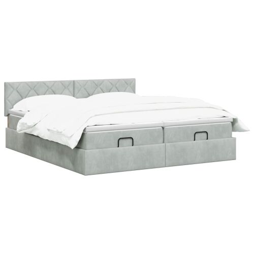 Krevet od pjene s madracem i LED-om Svjetlosiva 160 x 200 cm - Svjetlosiva 160 x 200 cm Dizajn s rombovima Cijena