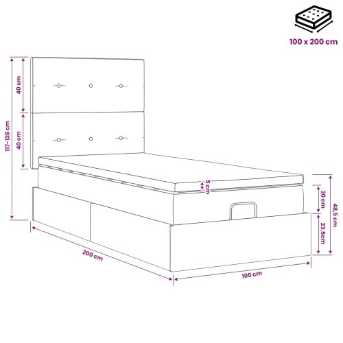 Podesivi krevet s madracem Svjetlosiva 100 x 200 cm Tkanina - Svjetlosiva 100 x 200 cm Prošiveno gumbima Cijena