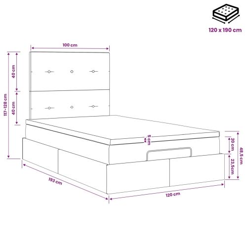 Podesivi krevet s madracem Sivosmeđa 120 x 190 cm Tkanina - Sivosmeđa 120 x 190 cm Prošiveno gumbima Cijena
