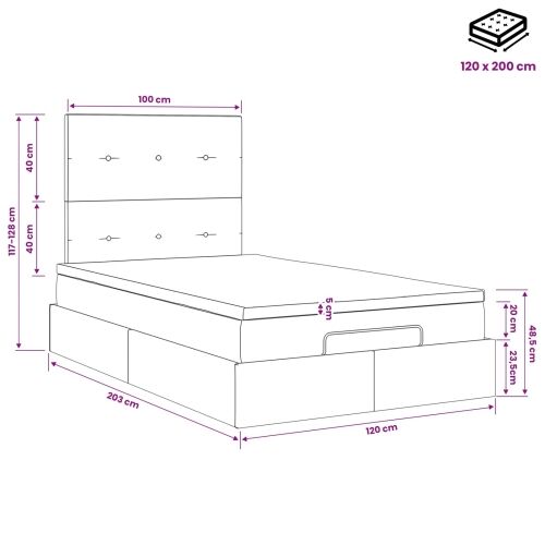 Podesivi krevet s madracem Crna 120 x 200 cm Tkanina - Crna 120 x 200 cm Prošiveno gumbima Cijena