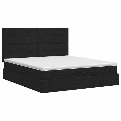 Podesivi krevet s madracem Crna 180 x 200 cm Tkanina - Crna 180 x 200 cm Prošiveno gumbima Cijena