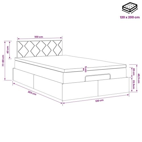 Podesivi krevet s madracem Svjetlosiva 120 x 200 cm Tkanina - Svjetlosiva 120 x 200 cm Dizajn s rombovima Cijena