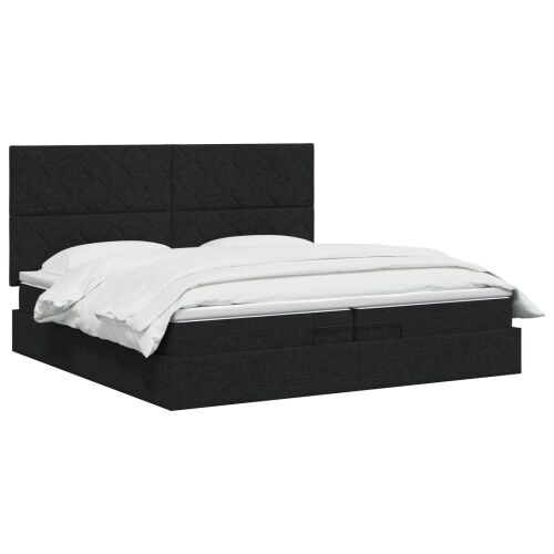 Podesivi krevet s madracem Crna 200 x 200 cm Tkanina - Crna 200 x 200 cm Dizajn s rombovima Cijena