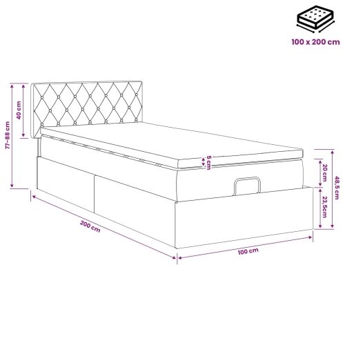 Podesivi krevet s madracem Tamno plava 100 x 200 cm Baršun - Tamno plava 100 x 200 cm Kristal s dugmadima Cijena