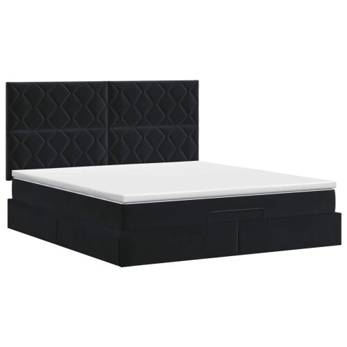 Podesivi krevet s madracem Crna 160 x 200 cm Baršun - Crna 160 x 200 cm Dizajn s rombovima Cijena