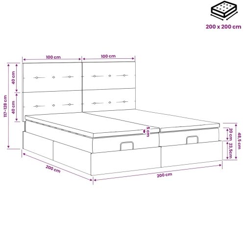 Podesivi krevet s madracem 2 kom. Tamnosiva Tkanina - Tamnosiva 200 x 200 cm Prošiveno gumbima Cijena
