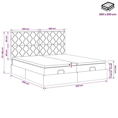 Podesivi krevet s madracem 2 kom. Tamnosiva Tkanina - Tamnosiva 200 x 200 cm Dizajn s rombovima Cijena