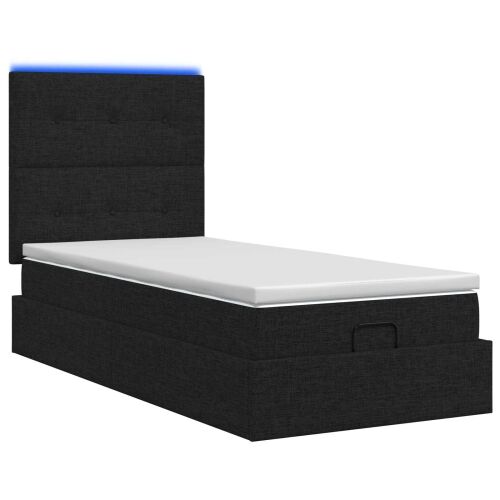 Krevet od pjene s madracem i LED-om Crna 90 x 190 cm Tkanina - Crna 90 x 190 cm Prošiveno gumbima Cijena