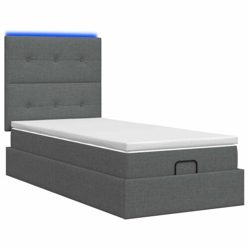 Krevet od pjene s madracem i LED-om Tamnosiva 100 x 200 cm - Tamnosiva 100 x 200 cm Prošiveno gumbima Cijena