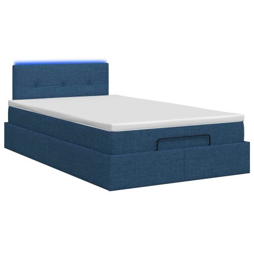 Krevet od pjene s madracem i LED-om Plava 120 x 190 cm Tkanina - Plava 120 x 190 cm Prošiveno gumbima Cijena