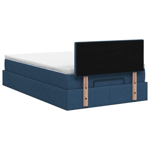 Krevet od pjene s madracem i LED-om Plava 120 x 190 cm Tkanina - Plava 120 x 190 cm Prošiveno gumbima Cijena