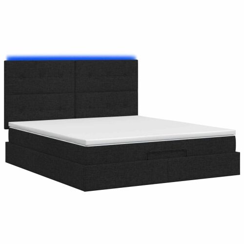 Krevet od pjene s madracem i LED-om Crna 140 x 190 cm Tkanina - Crna 140 x 190 cm Prošiveno gumbima Cijena