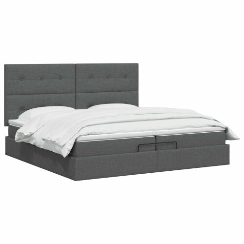 Krevet od pjene s madracem i LED-om Tamnosiva 200 x 200 cm - Tamnosiva 200 x 200 cm Prošiveno gumbima Cijena