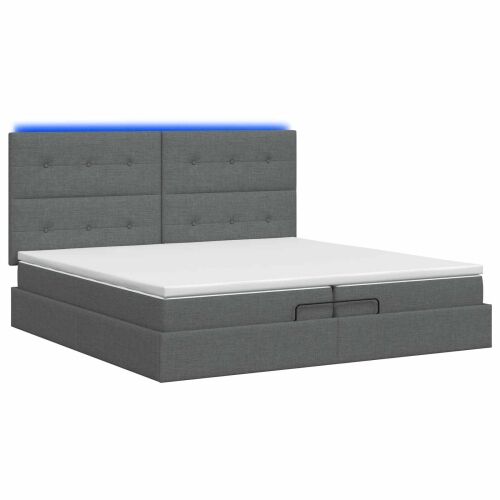 Krevet od pjene s madracem i LED-om Tamnosiva 200 x 200 cm - Tamnosiva 200 x 200 cm Prošiveno gumbima Cijena