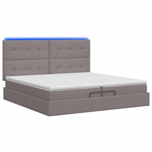 Krevet od pjene s madracem i LED-om Sivosmeđa 200 x 200 cm - Sivosmeđa 200 x 200 cm Prošiveno gumbima Cijena