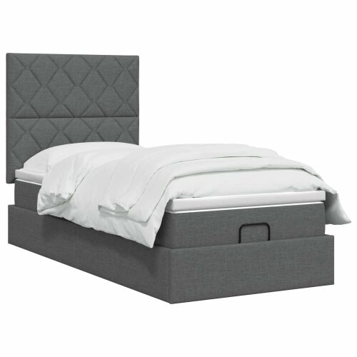 Krevet od pjene s madracem i LED-om Tamnosiva 100 x 200 cm - Tamnosiva 100 x 200 cm Dizajn s rombovima Cijena