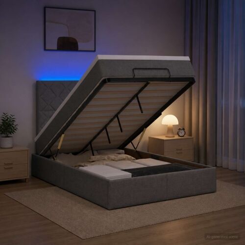 Krevet od pjene s madracem i LED-om Tamnosiva 120 x 190 cm - Tamnosiva 120 x 190 cm Dizajn s rombovima Cijena