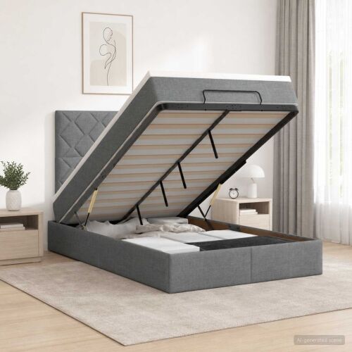 Krevet od pjene s madracem i LED-om Tamnosiva 120 x 190 cm - Tamnosiva 120 x 190 cm Dizajn s rombovima Cijena
