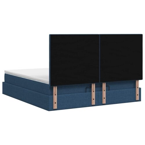 Krevet od pjene s madracem i LED-om Plava 160 x 200 cm Tkanina - Plava 160 x 200 cm Dizajn s rombovima Cijena