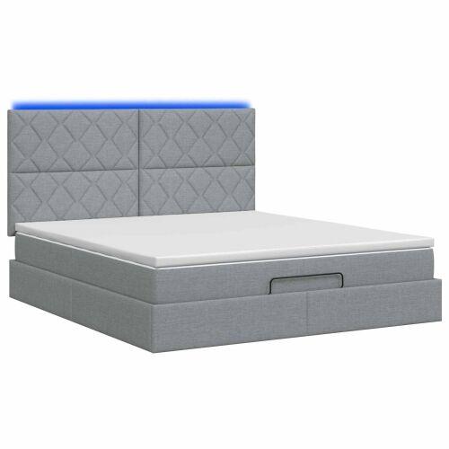 Krevet od pjene s madracem i LED-om Svjetlosiva 180 x 200 cm - Svjetlosiva 180 x 200 cm Dizajn s rombovima Cijena
