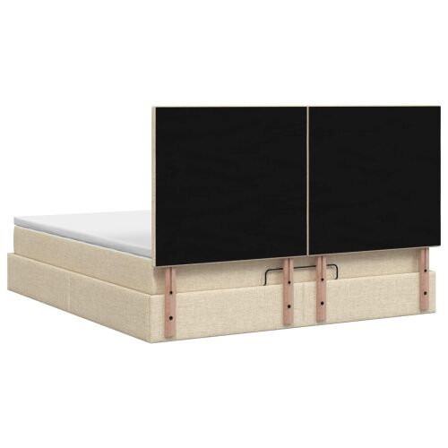 Krevet od pjene s madracem i LED-om Krem 180 x 200 cm Tkanina - Krem 180 x 200 cm Dizajn s rombovima Cijena