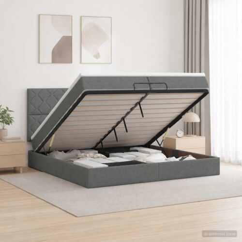 Krevet od pjene s madracem i LED-om Tamnosiva 200 x 200 cm - Tamnosiva 200 x 200 cm Dizajn s rombovima Cijena