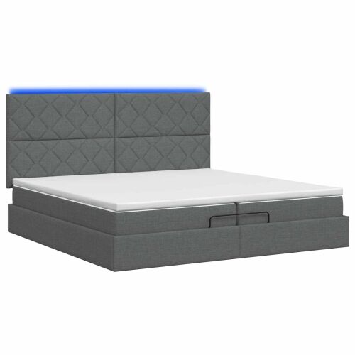 Krevet od pjene s madracem i LED-om Tamnosiva 200 x 200 cm - Tamnosiva 200 x 200 cm Dizajn s rombovima Cijena