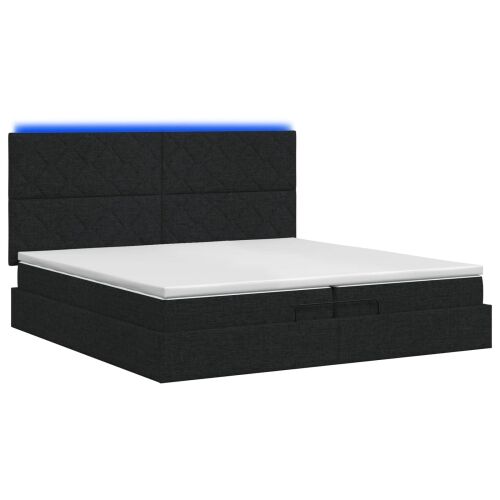 Krevet od pjene s madracem i LED-om Crna 200 x 200 cm Tkanina - Crna 200 x 200 cm Dizajn s rombovima Cijena