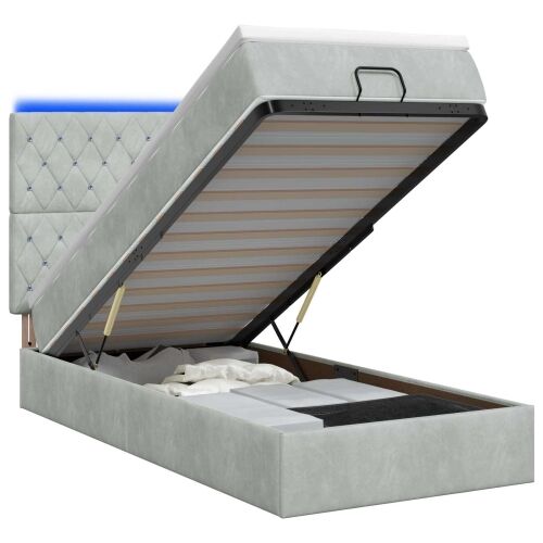 Krevet od pjene s madracem i LED-om Svjetlosiva 90 x 190 cm - Svjetlosiva 90 x 190 cm Kristal s dugmadima Cijena