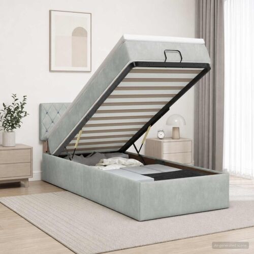 Krevet od pjene s madracem i LED-om Svjetlosiva 90 x 200 cm - Svjetlosiva 90 x 200 cm Kristal s dugmadima Cijena