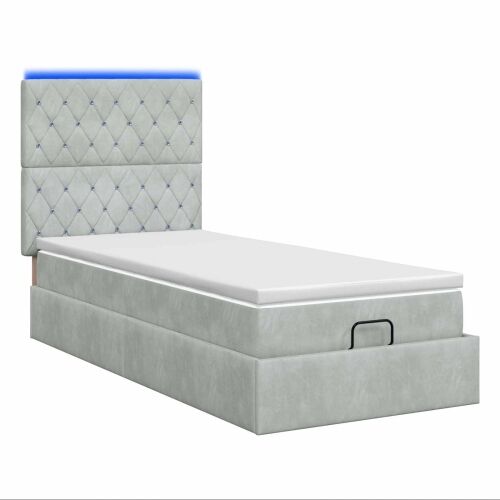 Krevet od pjene s madracem i LED-om Svjetlosiva 90 x 200 cm - Svjetlosiva 90 x 200 cm Kristal s dugmadima Cijena