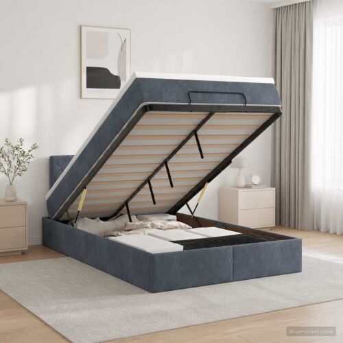 Krevet od pjene s madracem i LED-om Tamnosiva 120 x 190 cm - Tamnosiva 120 x 190 cm Kristal s dugmadima Cijena